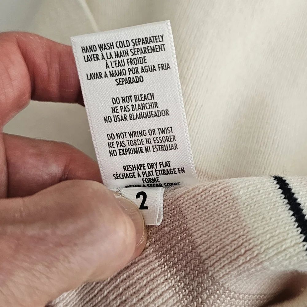 Petite Sophisticate Striped Sweater Set | EUC | XSP | Pink Cream Navy - Picture 16 of 16